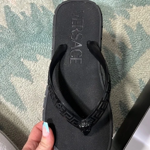 Versace Black Greca Sandals